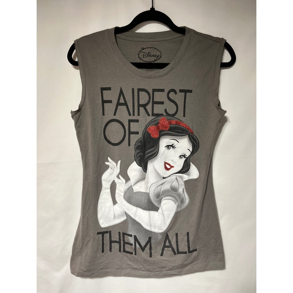 Disney Snow White Fairest Of Them All Gray Sleeveless Graphic Tank Top L